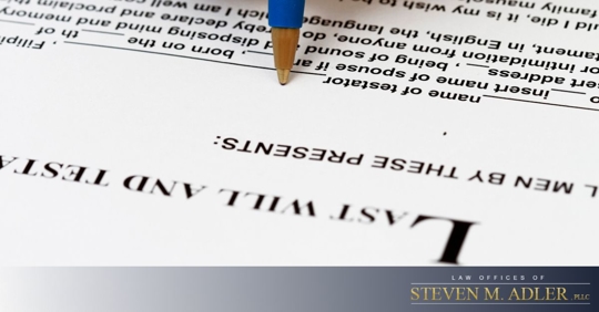 Pen on paper last will and testament document